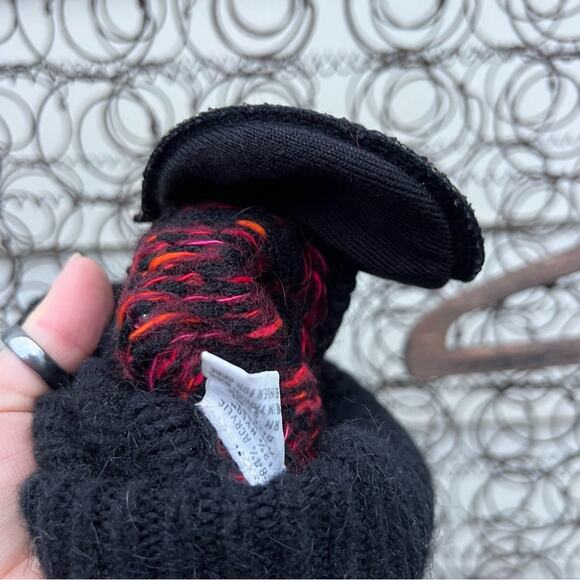 Vintage 90s Liz Claiborne Orange Fuchsia Black Knit Turtleneck Sweater MEDIUM - Picture 6 of 8